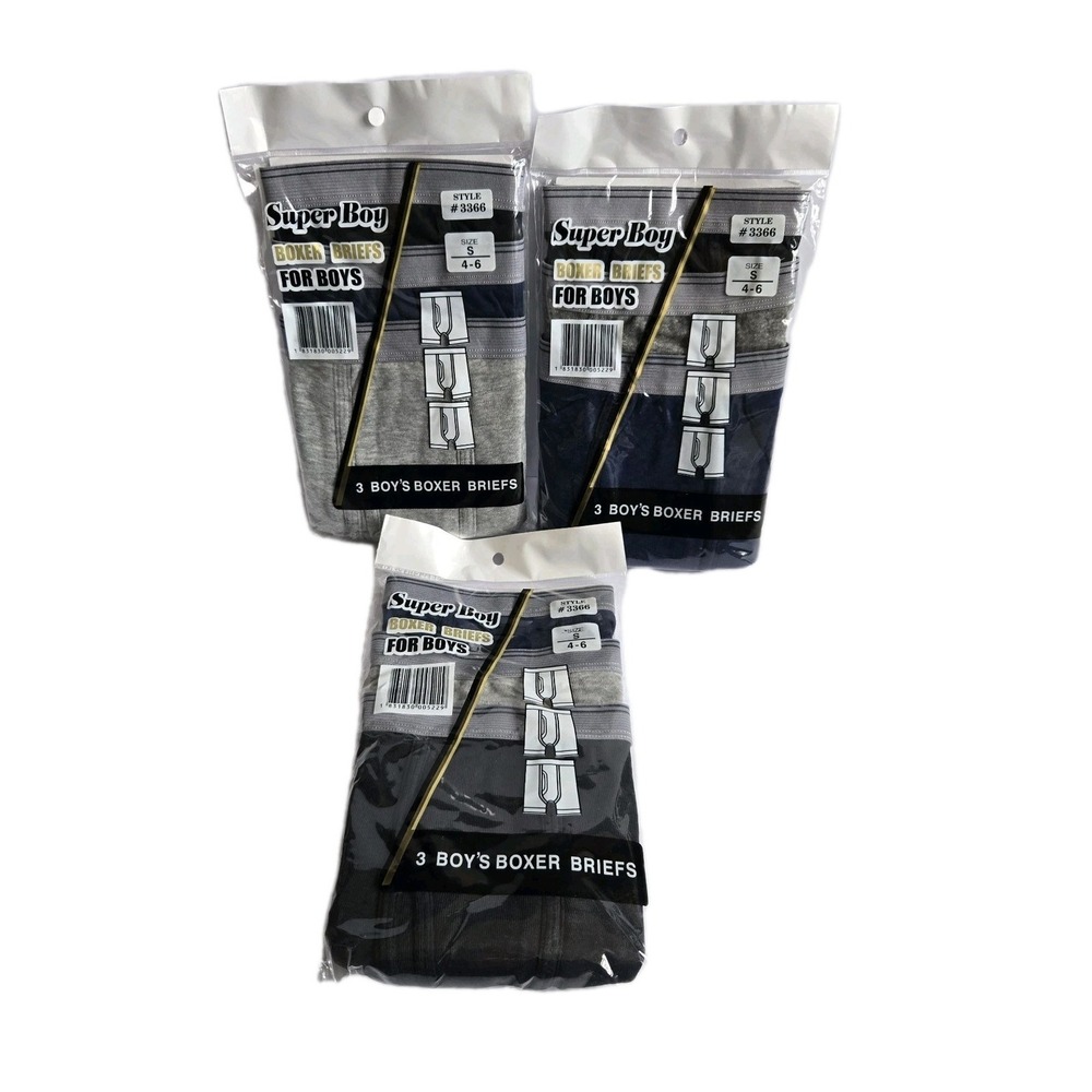 NEW Lot Of 3 3-packs Boys BOXER BRIEFS Size S 4-6 Assorted Colors Super Boy